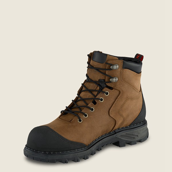 Red Wing Safety Boots Brown/Black - Red Wing Mens Burnside - 6-inch Waterproof Toe - TFPCW-0946